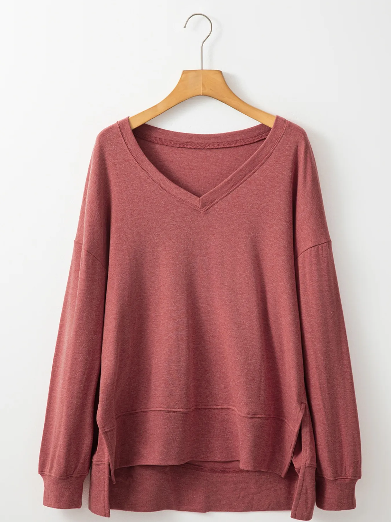 V-Neck Casual Long Sleeve T-Shirt - Image 5