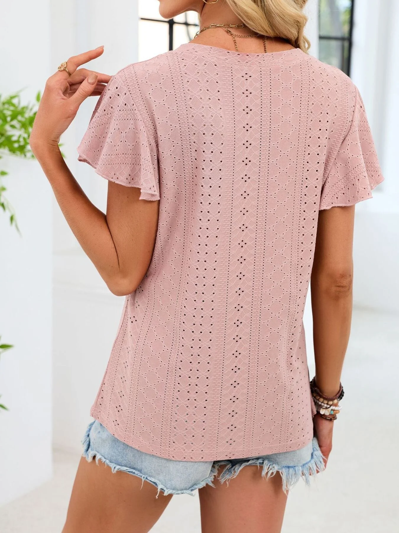 V-Neck Flutter Sleeve T-Shirt - Image 12