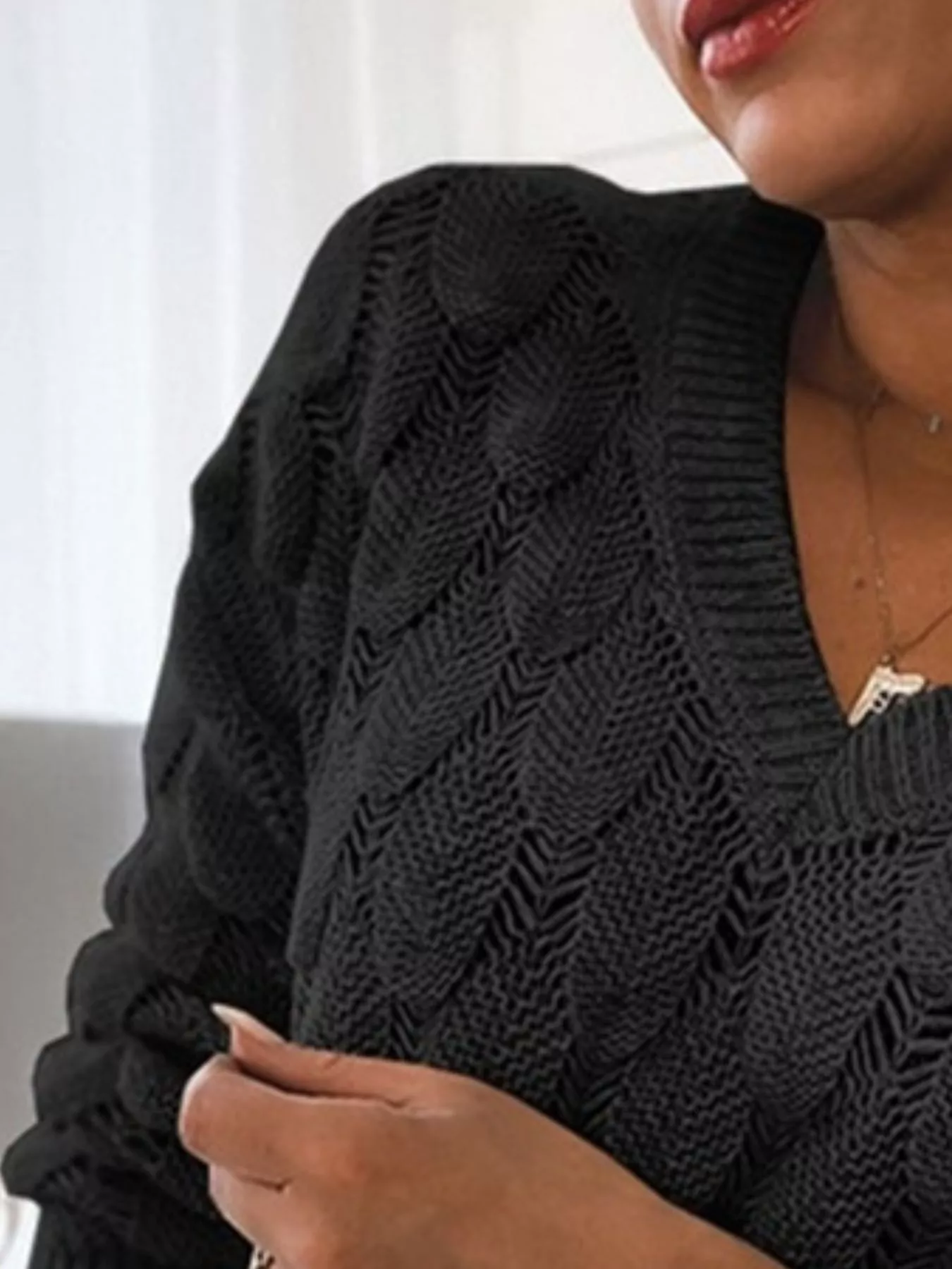 V-Neck Knitted Sweater - Image 15