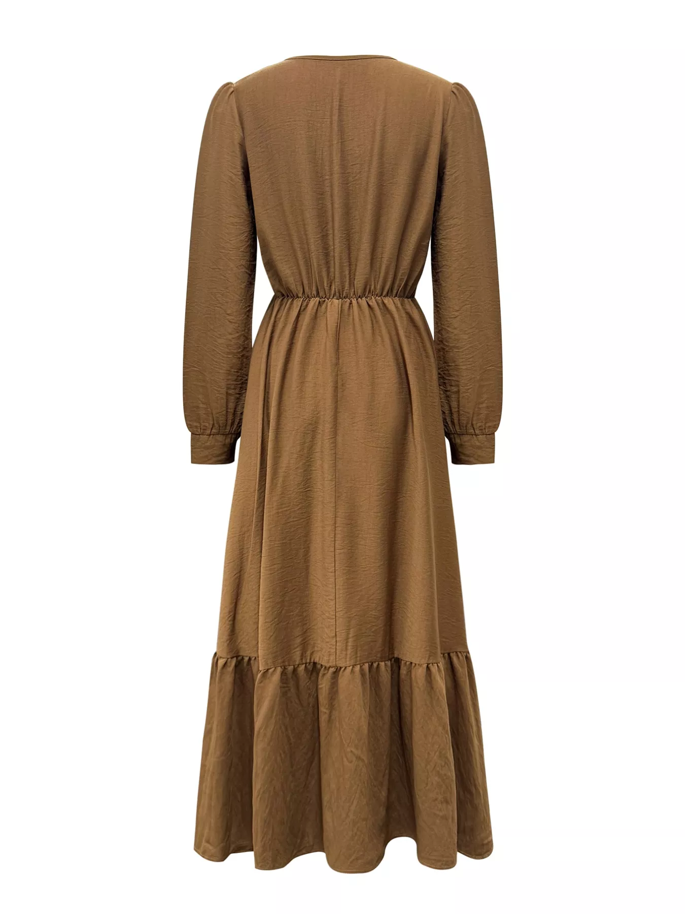 V-Neck Long Sleeve Ruffle Hem Dress - Image 5