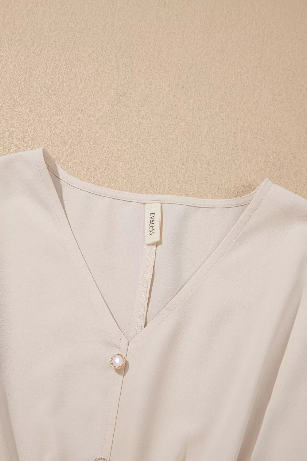V Neck Long Sleeve Smocked Waist Elegant Blouse - Image 5