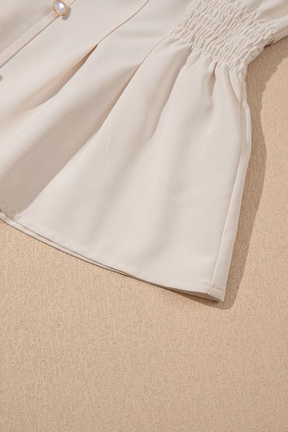 V Neck Long Sleeve Smocked Waist Elegant Blouse - Image 6