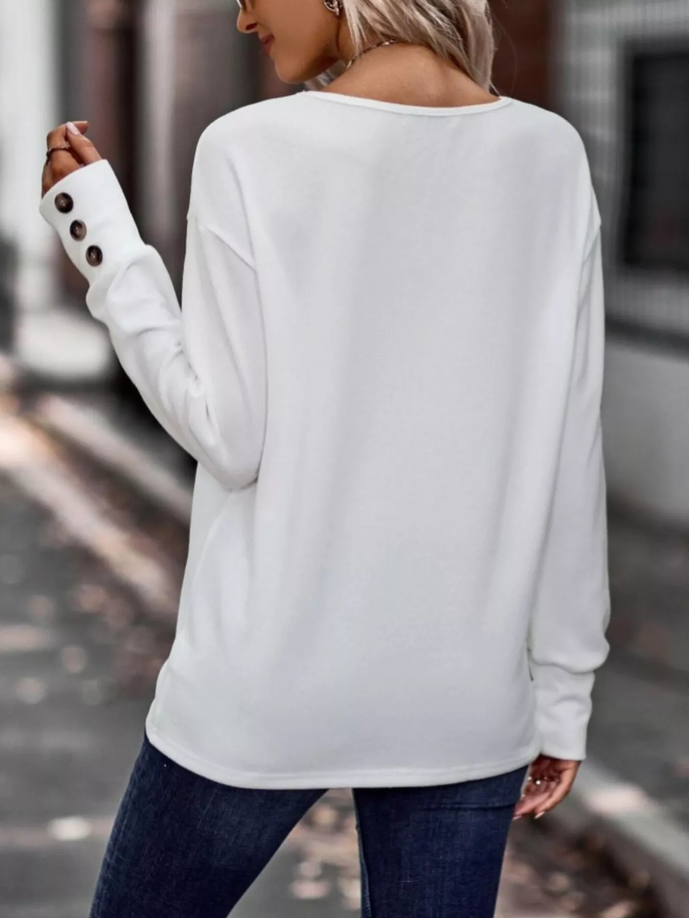 V-Neck Long Sleeve T-Shirt - Image 9