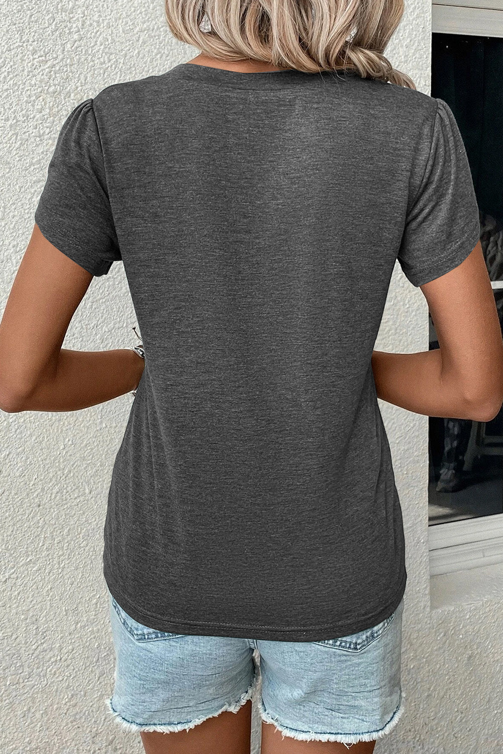 V-Neck Petal Sleeve T-Shirt - Image 2