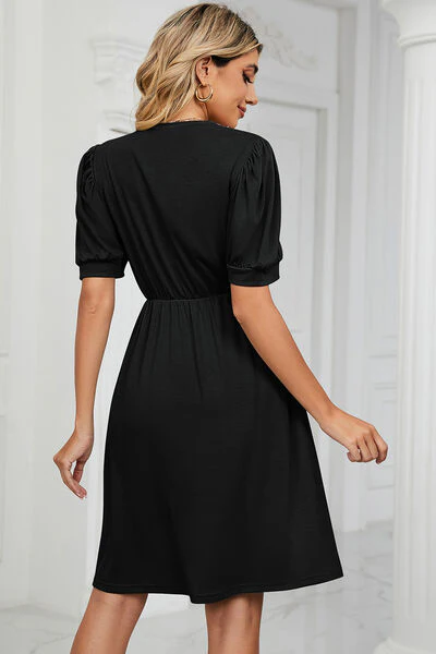 V-Neck Puff Sleeve Dress - Image 19