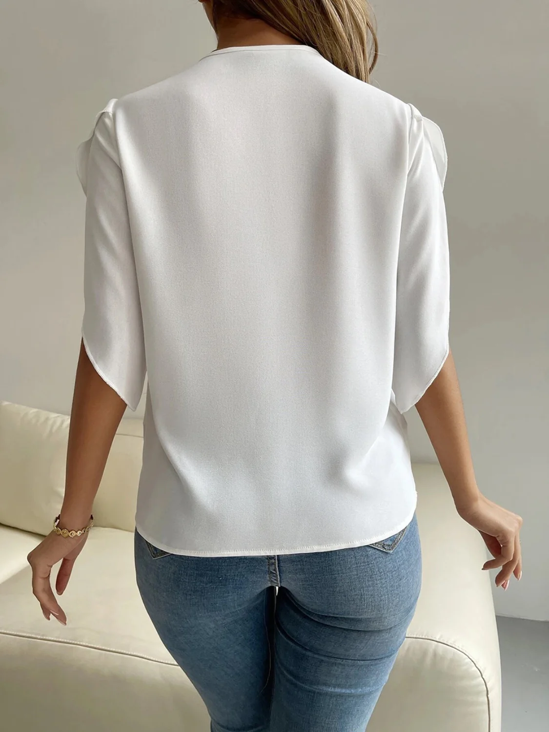 V-Neck Short Sleeve Blouse - Image 7