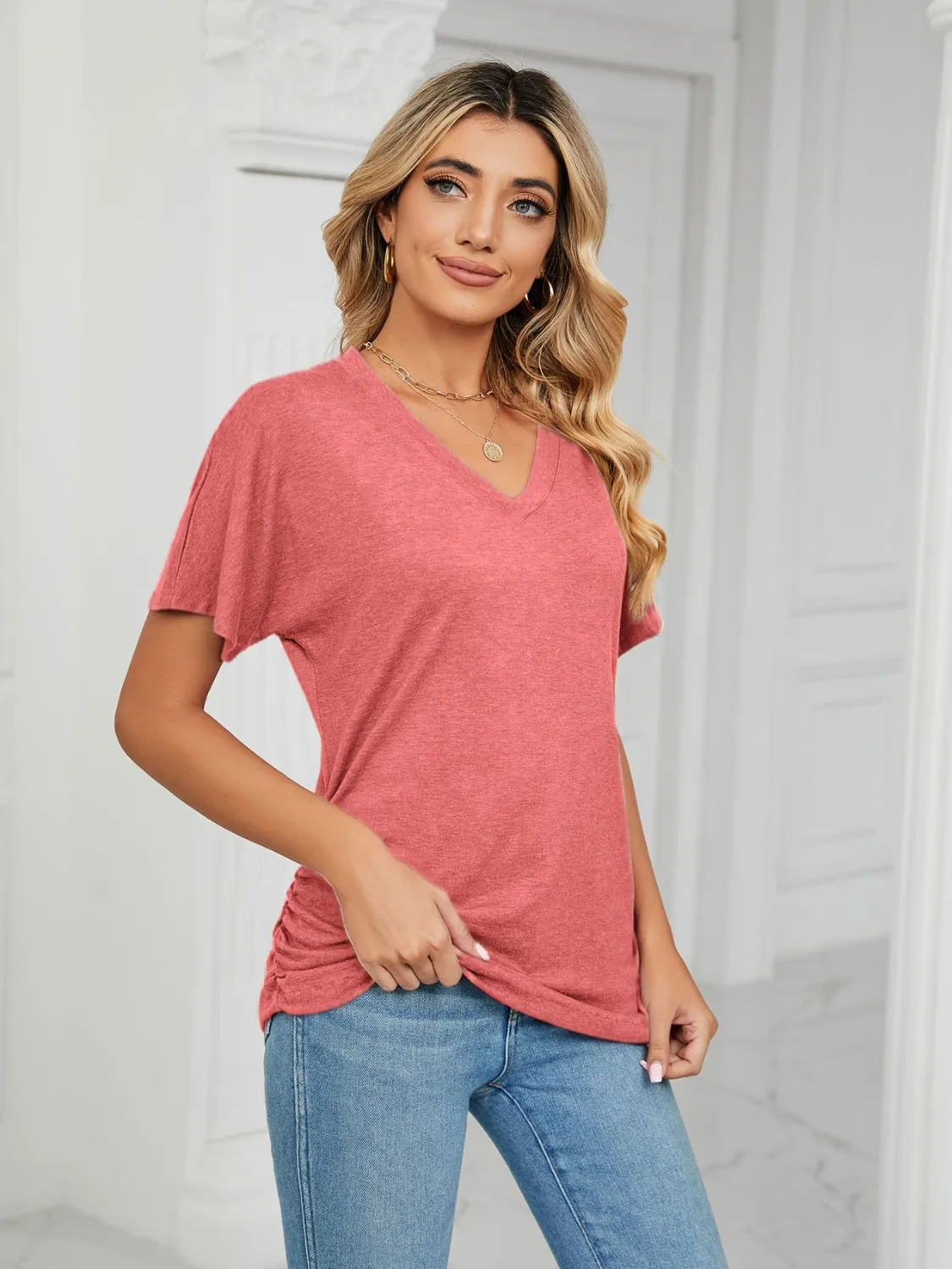 V-Neck Short Sleeve T-Shirt - Image 13