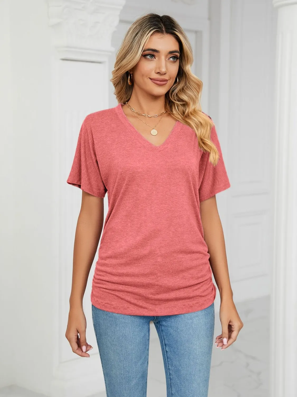 V-Neck Short Sleeve T-Shirt - Image 14