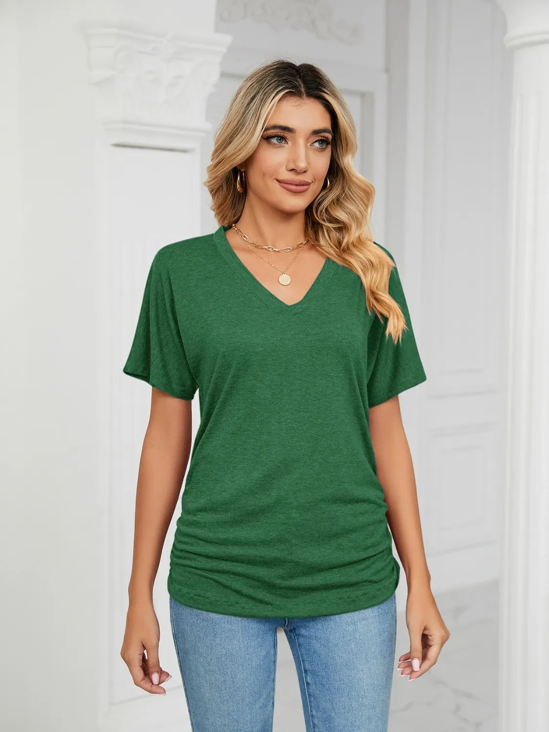V-Neck Short Sleeve T-Shirt - Image 18