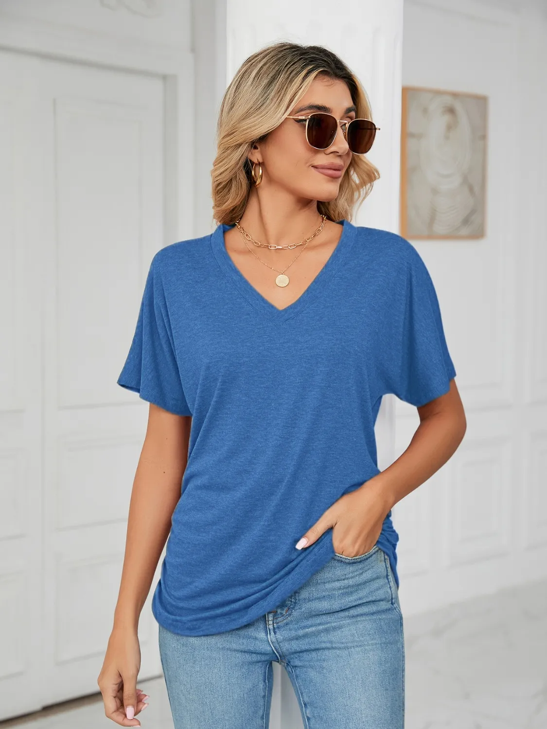 V-Neck Short Sleeve T-Shirt - Image 15
