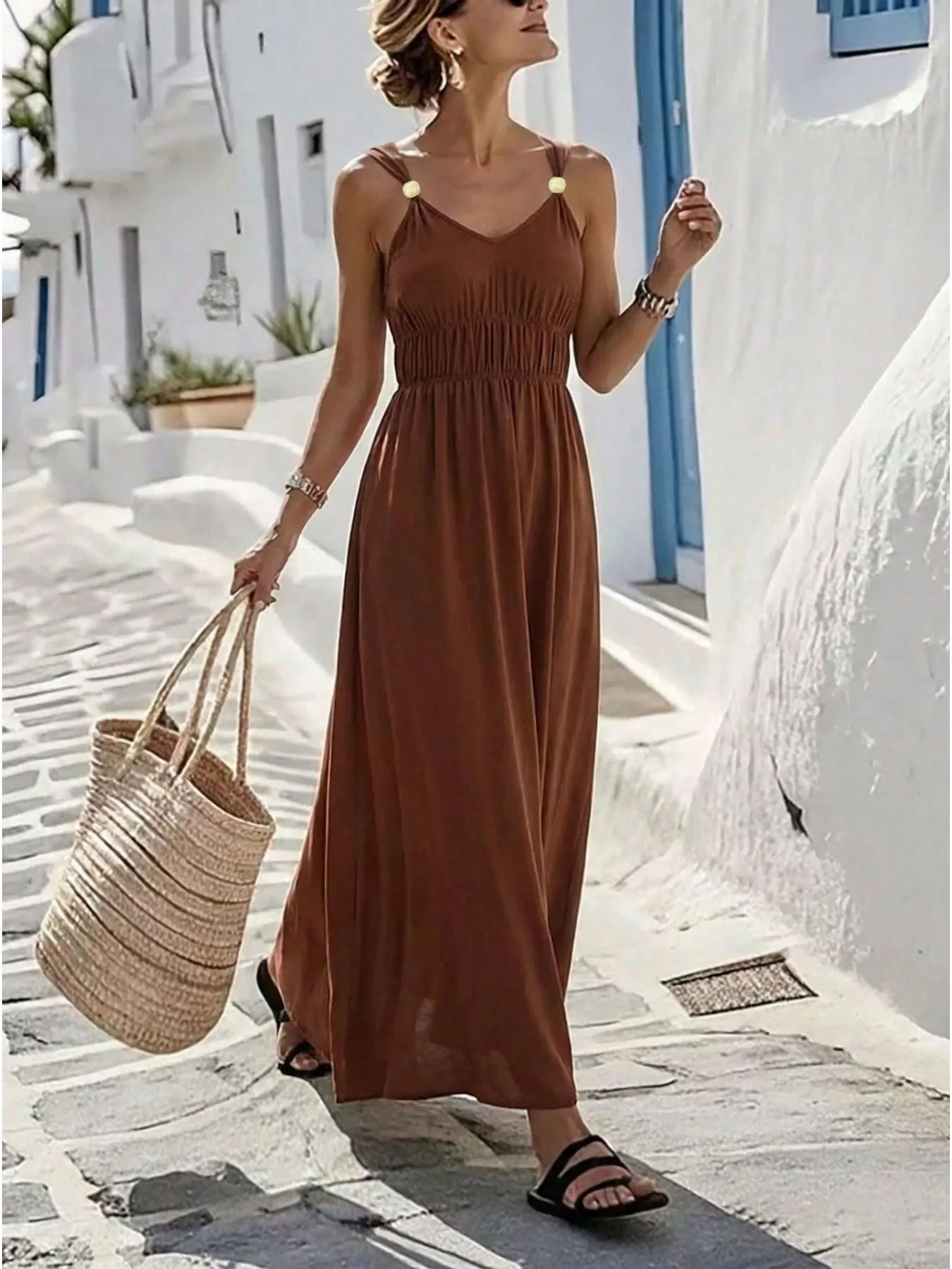 V-Neck Sleeveless Maxi Dress - Image 3