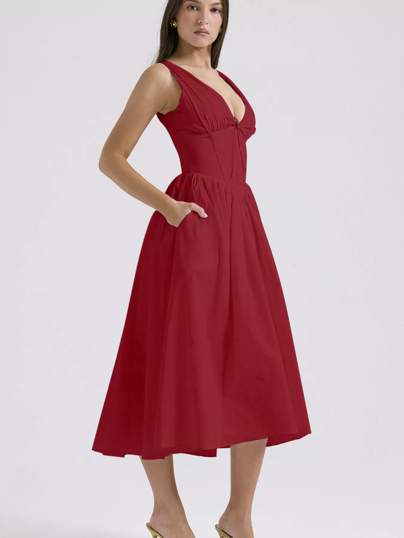 V-Neck Sleeveless Midi Dress - Image 12