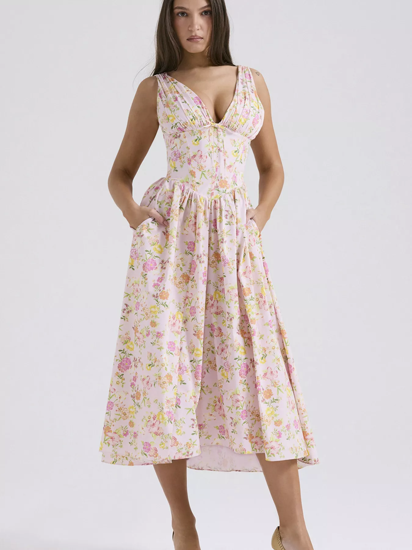 V-Neck Sleeveless Midi Dress - Image 6