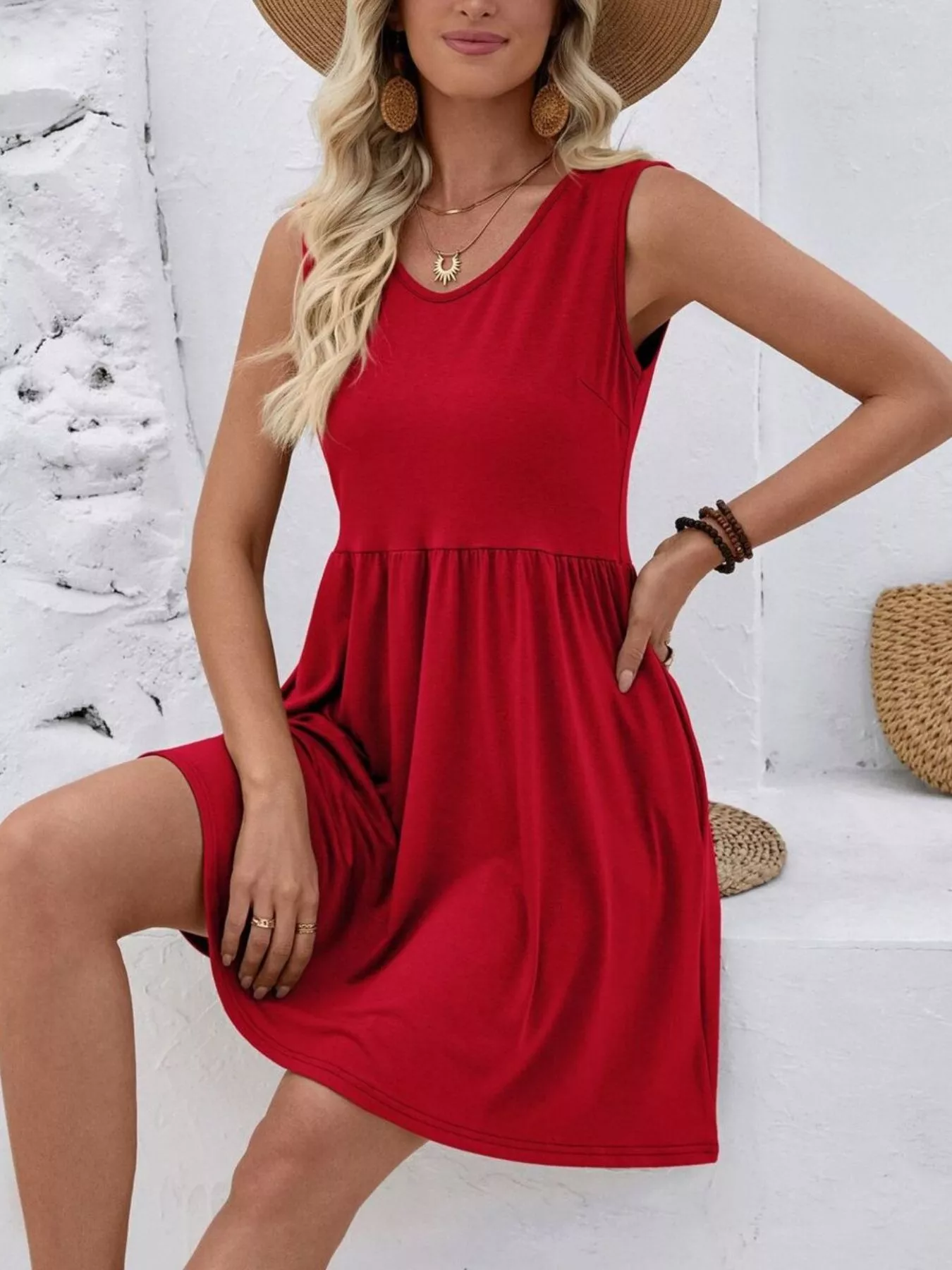V-Neck Sleeveless Mini Dress - Image 12