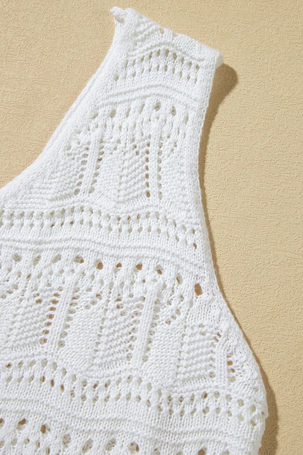 V Neck Textured Hollow-Out Sweater Vest - Image 8