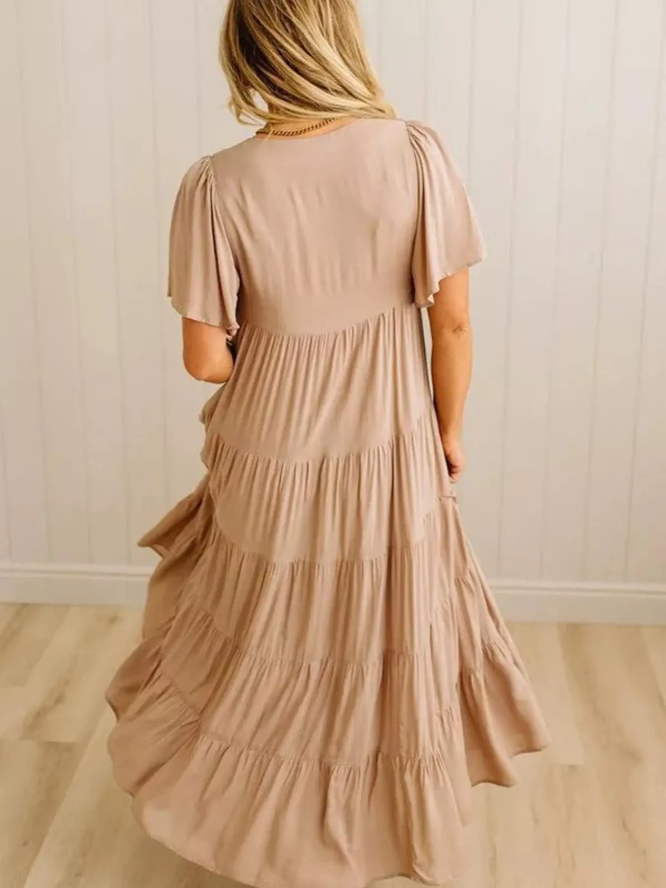 V-Neck Tiered Midi Dress - Image 11