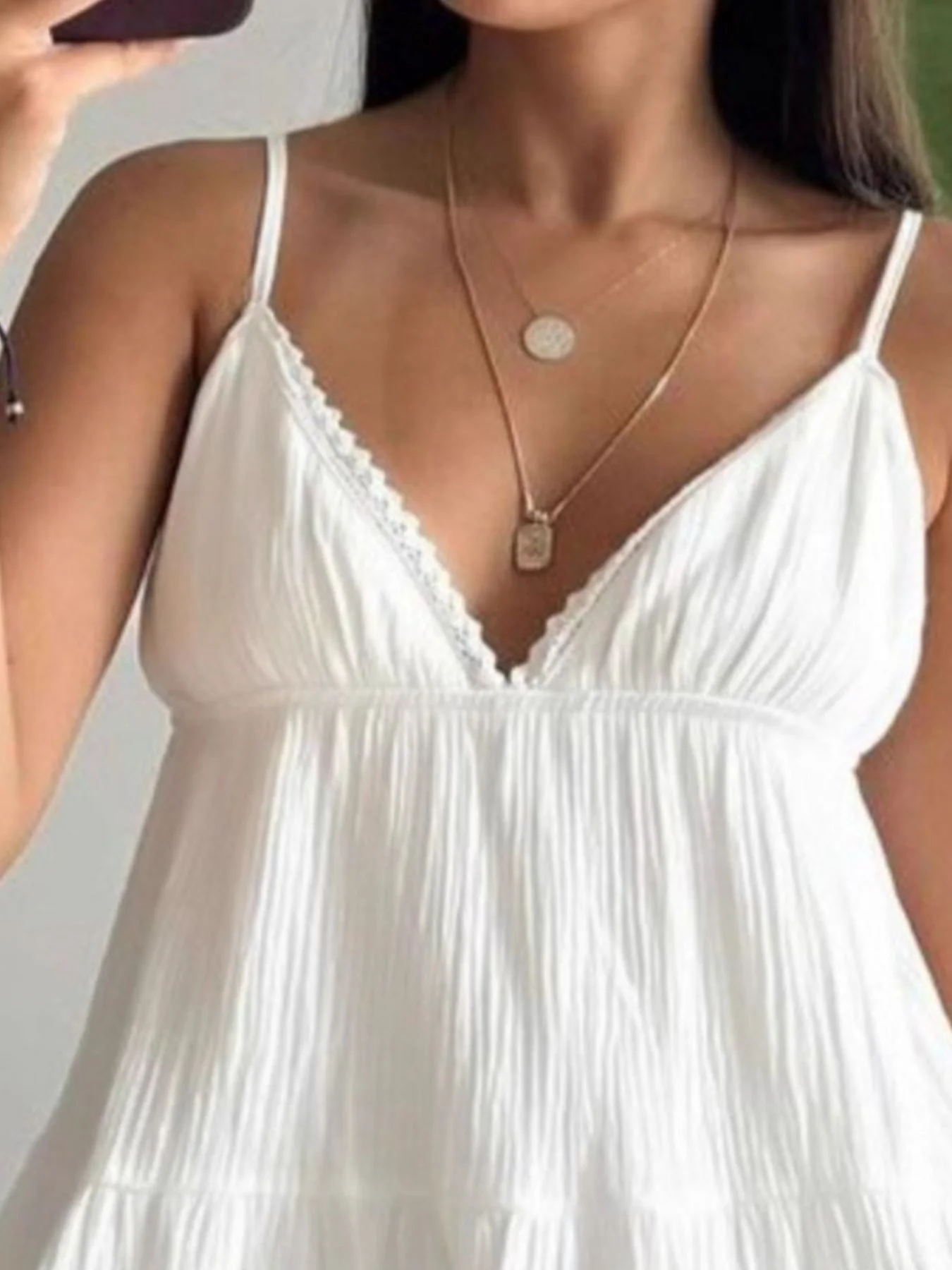 V-Neck Tiered Mini Dress - Image 3