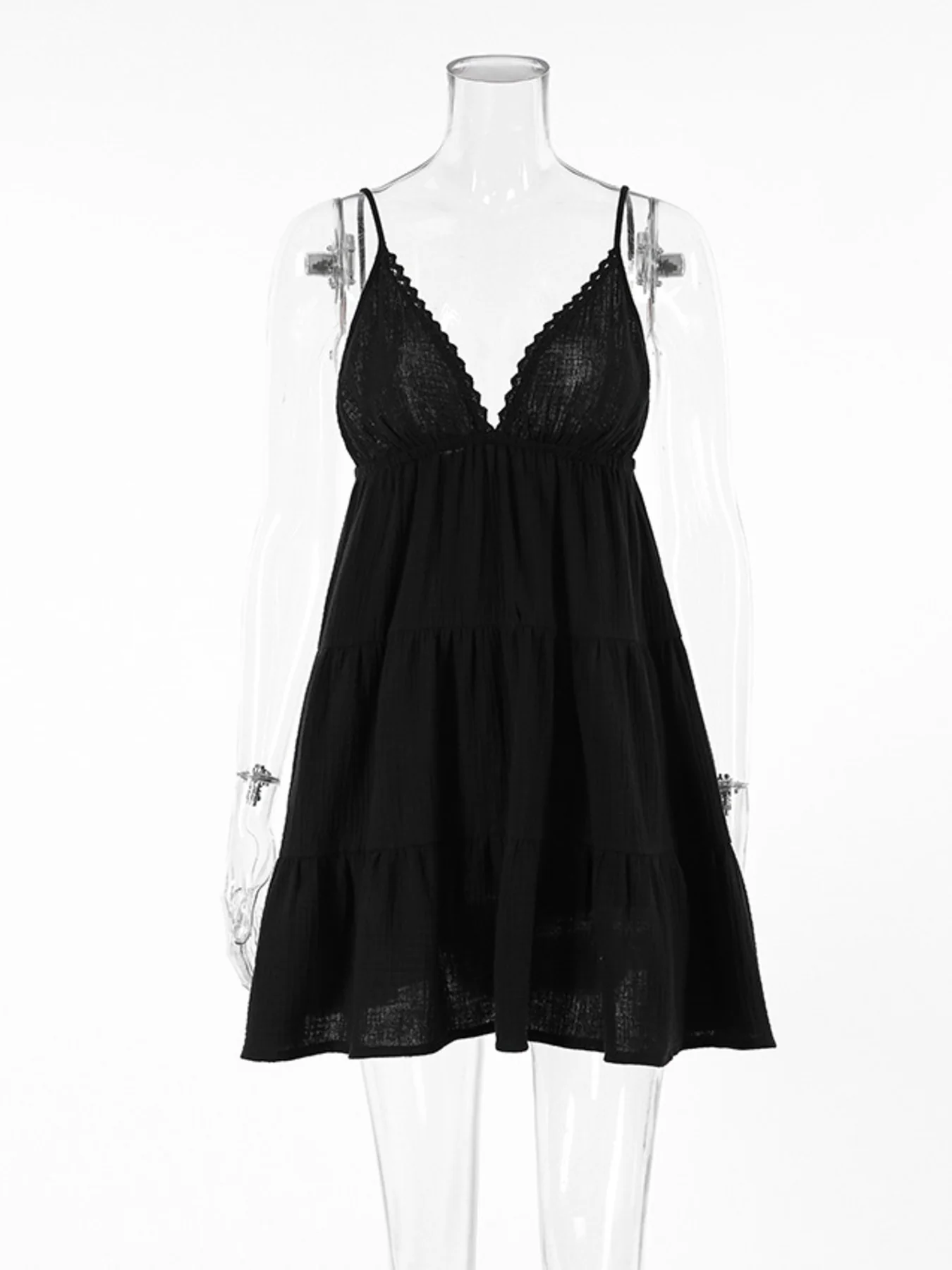 V-Neck Tiered Mini Dress - Image 7