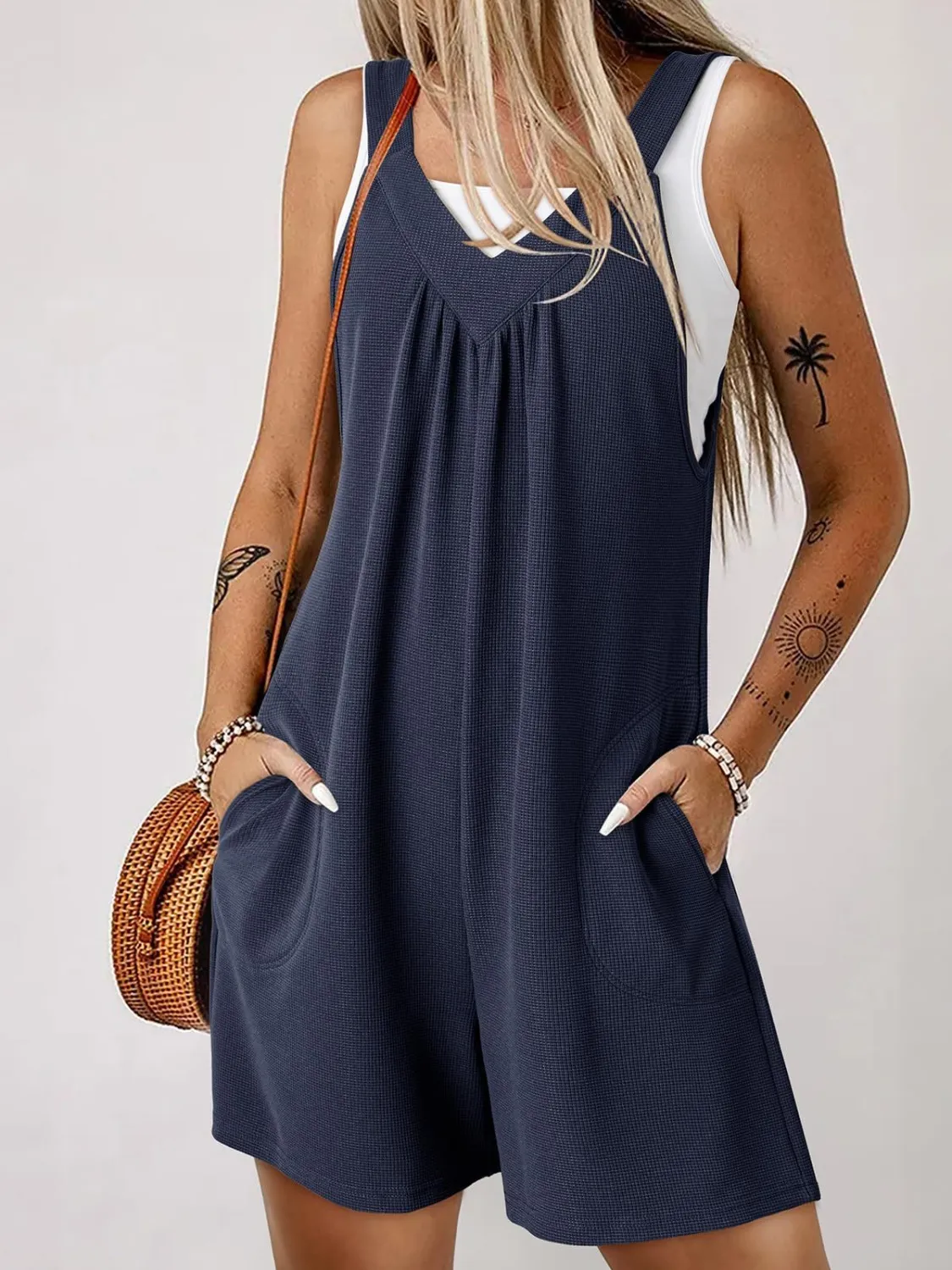 V-Neck Wide Strap Romper - Image 18