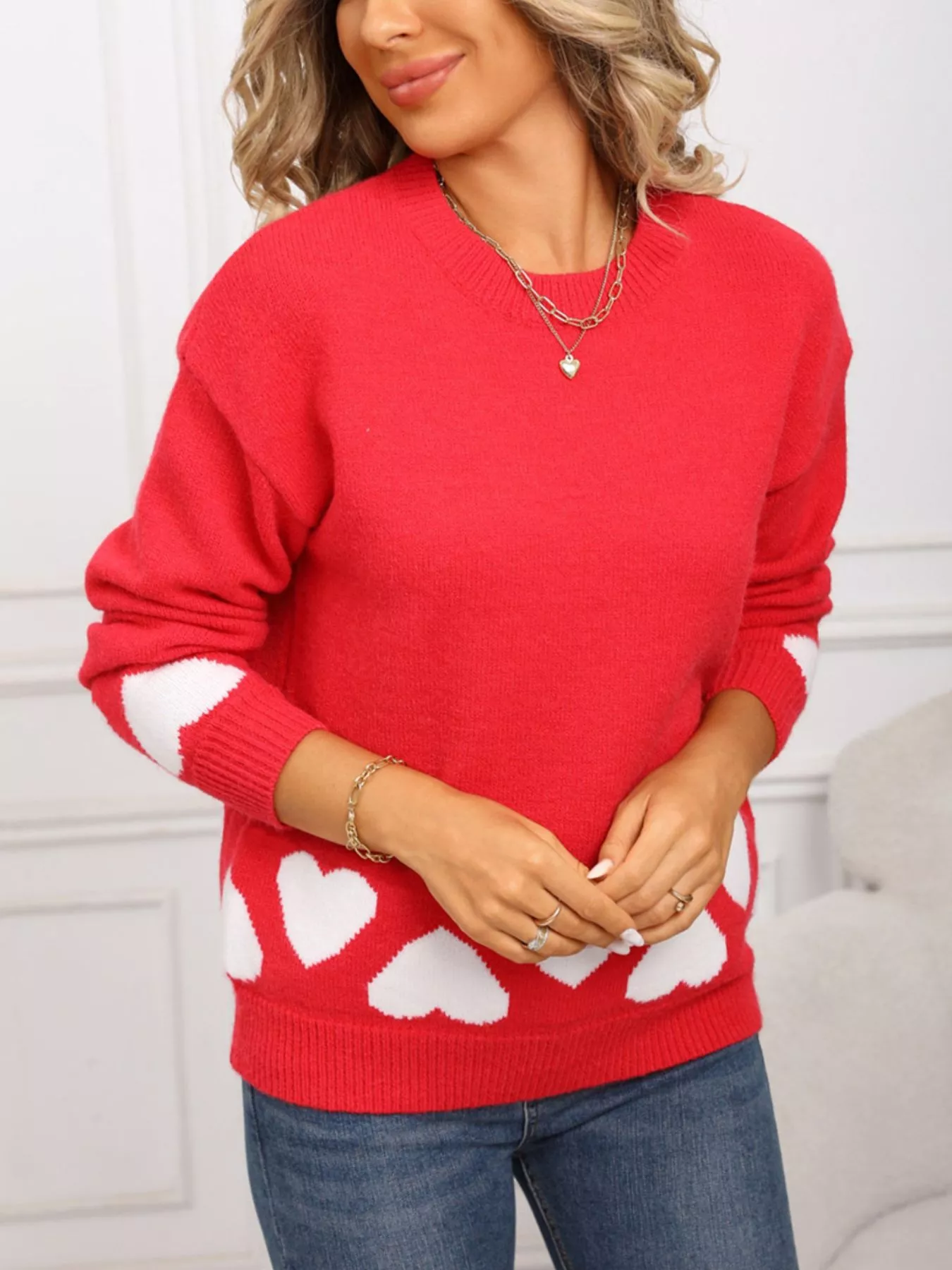 Valentine's Day Heart Crew Neck Sweater - Image 2
