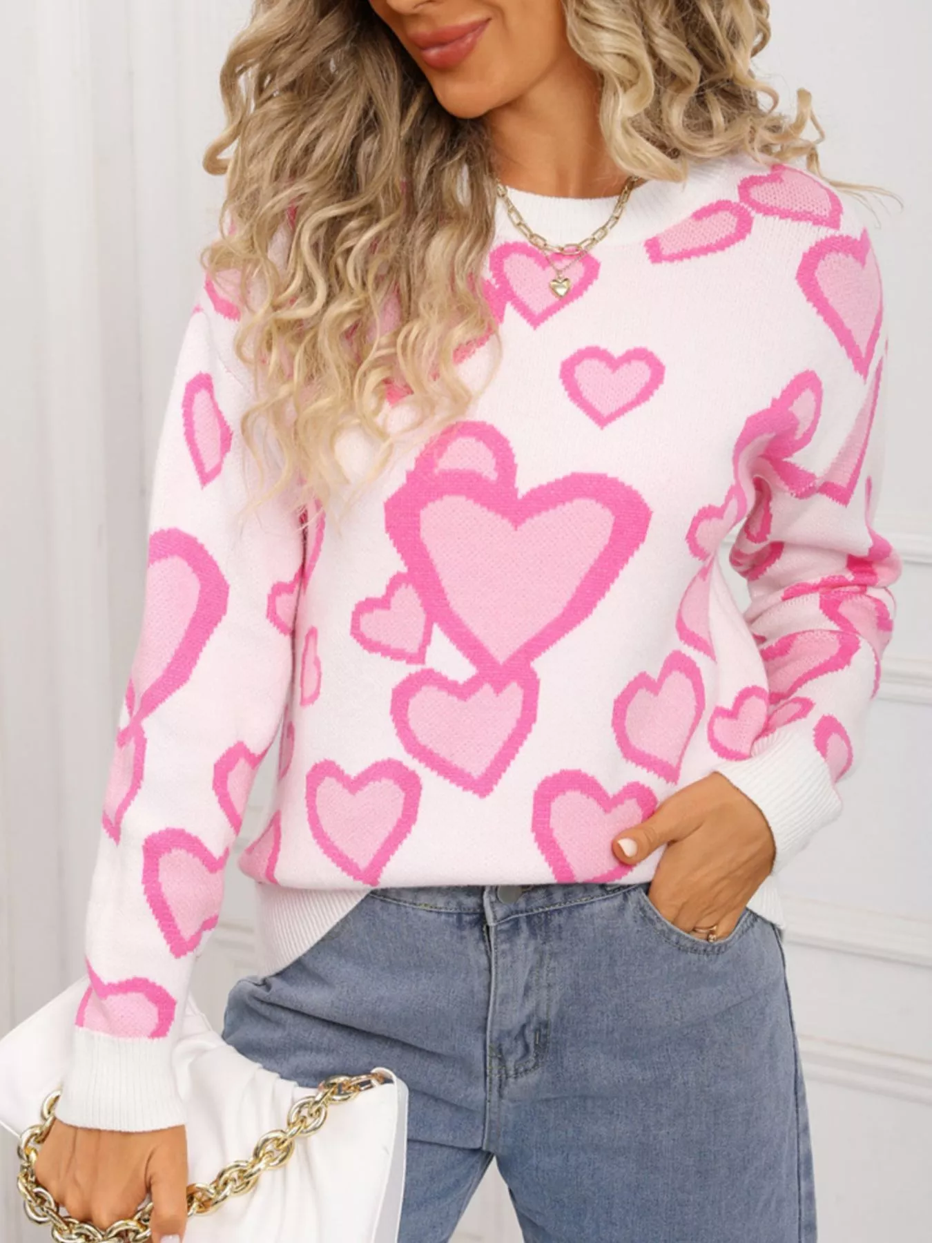 Valentine's Day Heart Crew Neck Sweater - Image 11