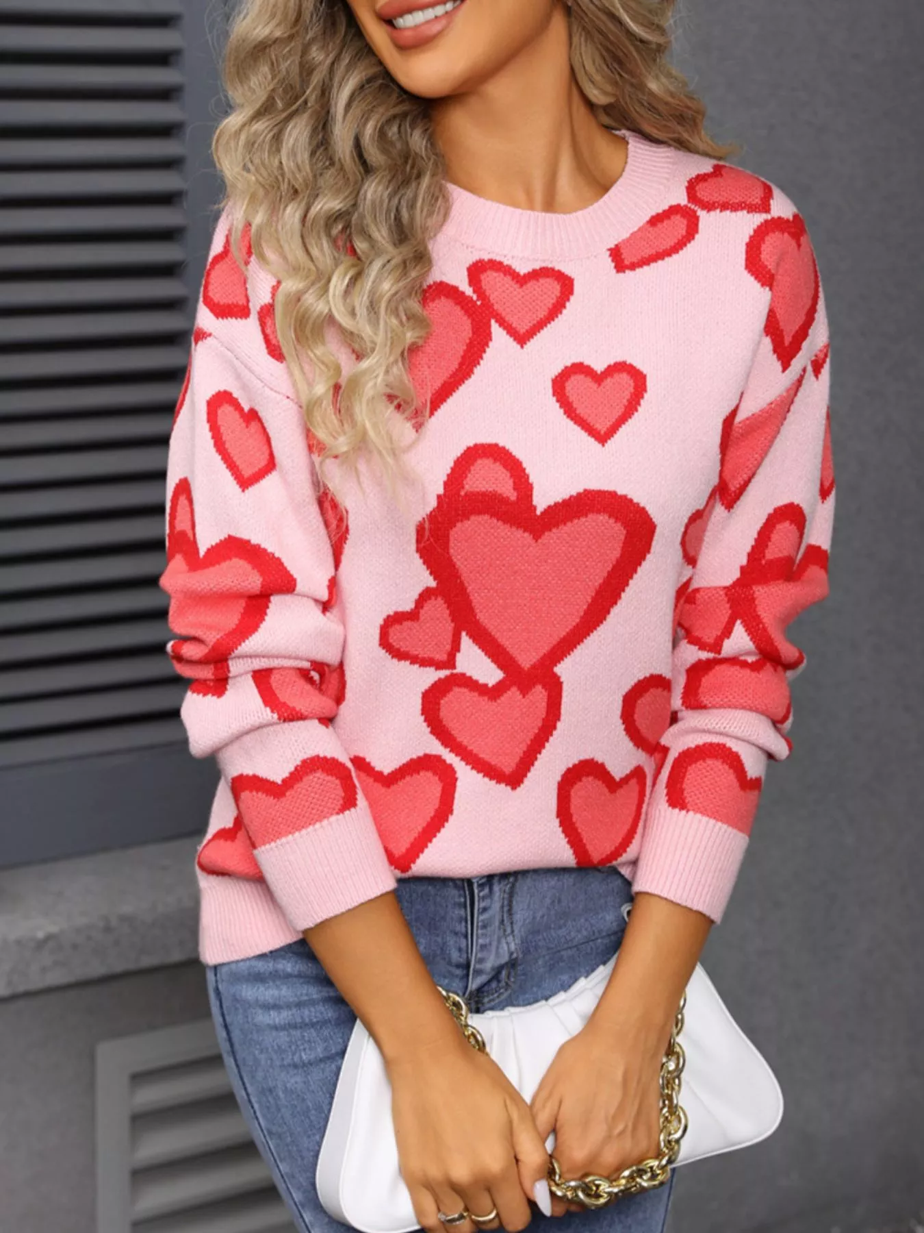 Valentine's Day Heart Crew Neck Sweater - Image 4