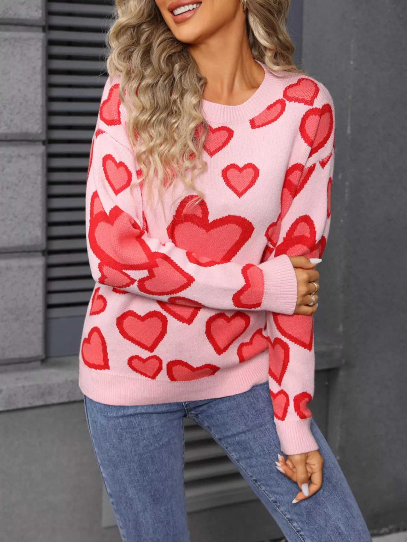 Valentine's Day Heart Crew Neck Sweater - Image 5
