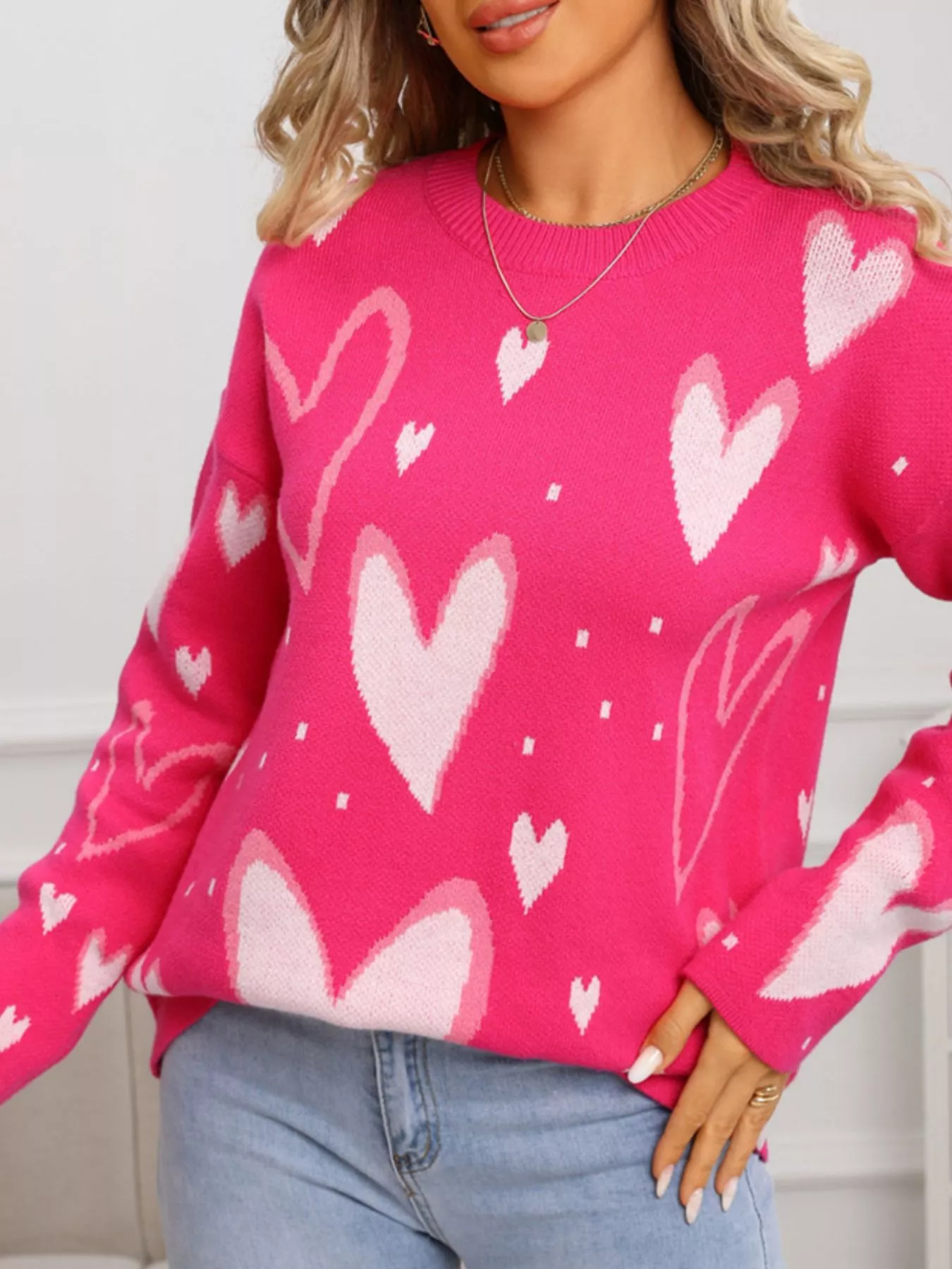 Valentine's Day Heart Crew Neck Sweater - Image 6