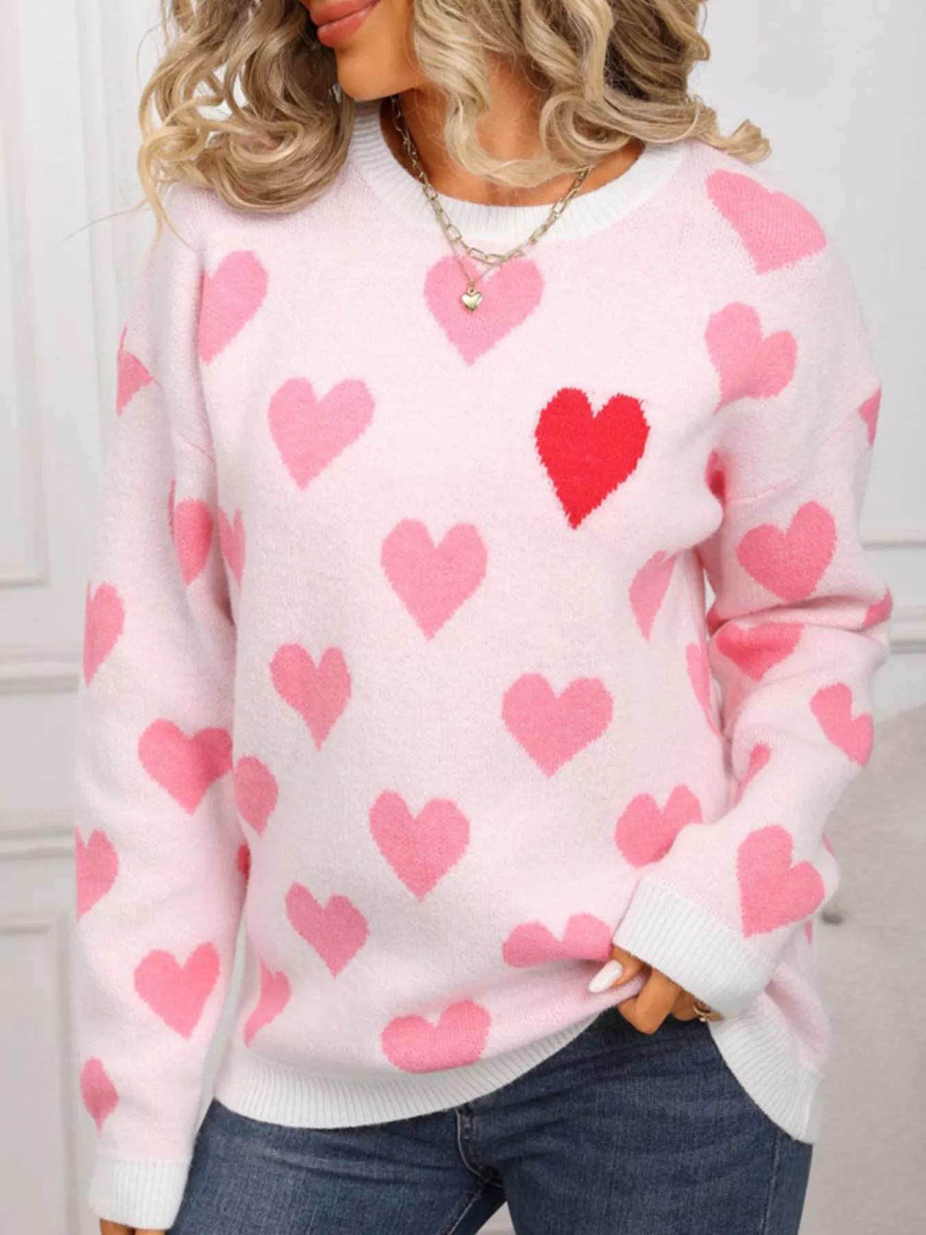 Valentine's Day Heart Crew Neck Sweater - Image 5
