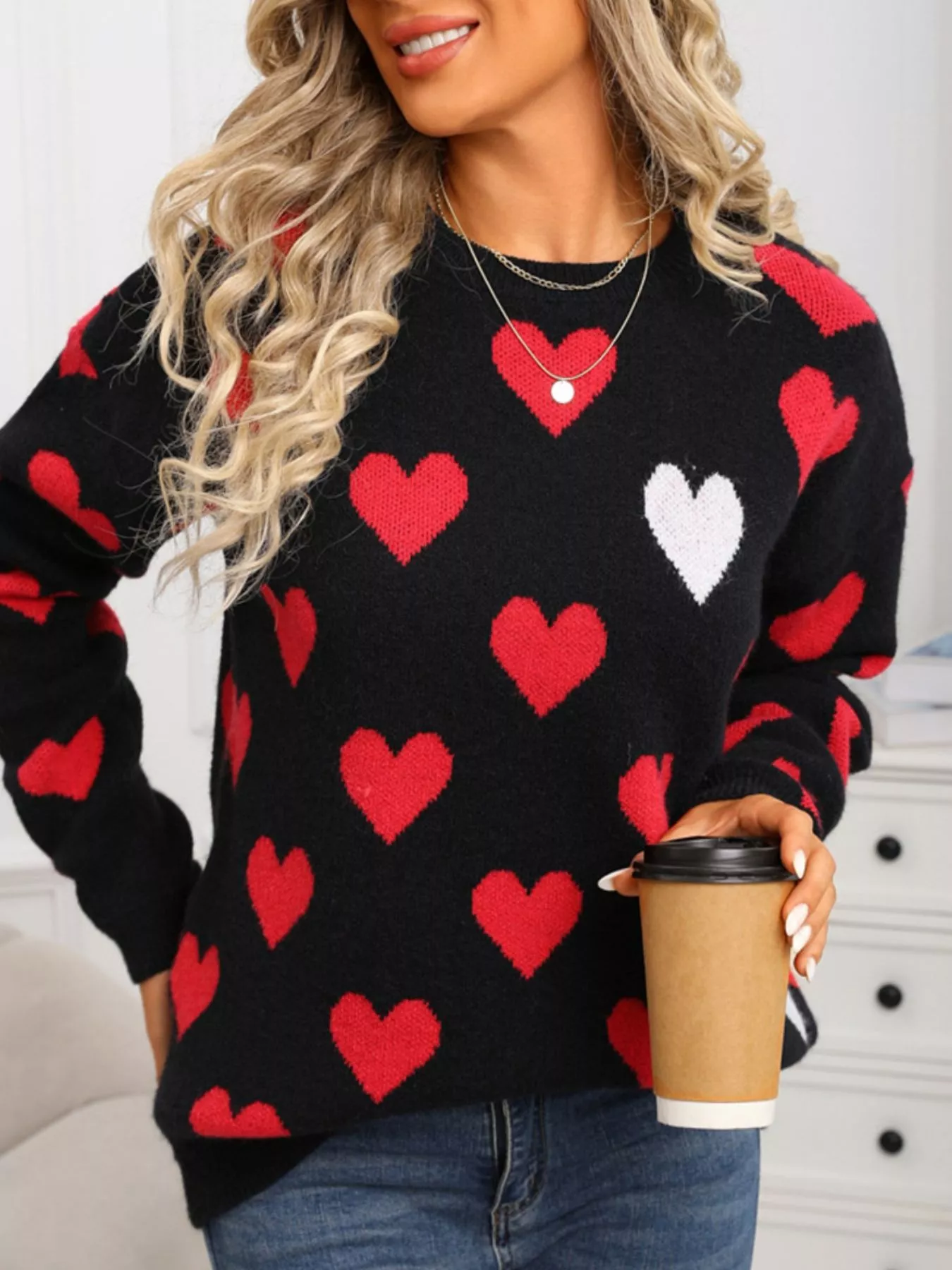 Valentine's Day Heart Crew Neck Sweater - Image 8
