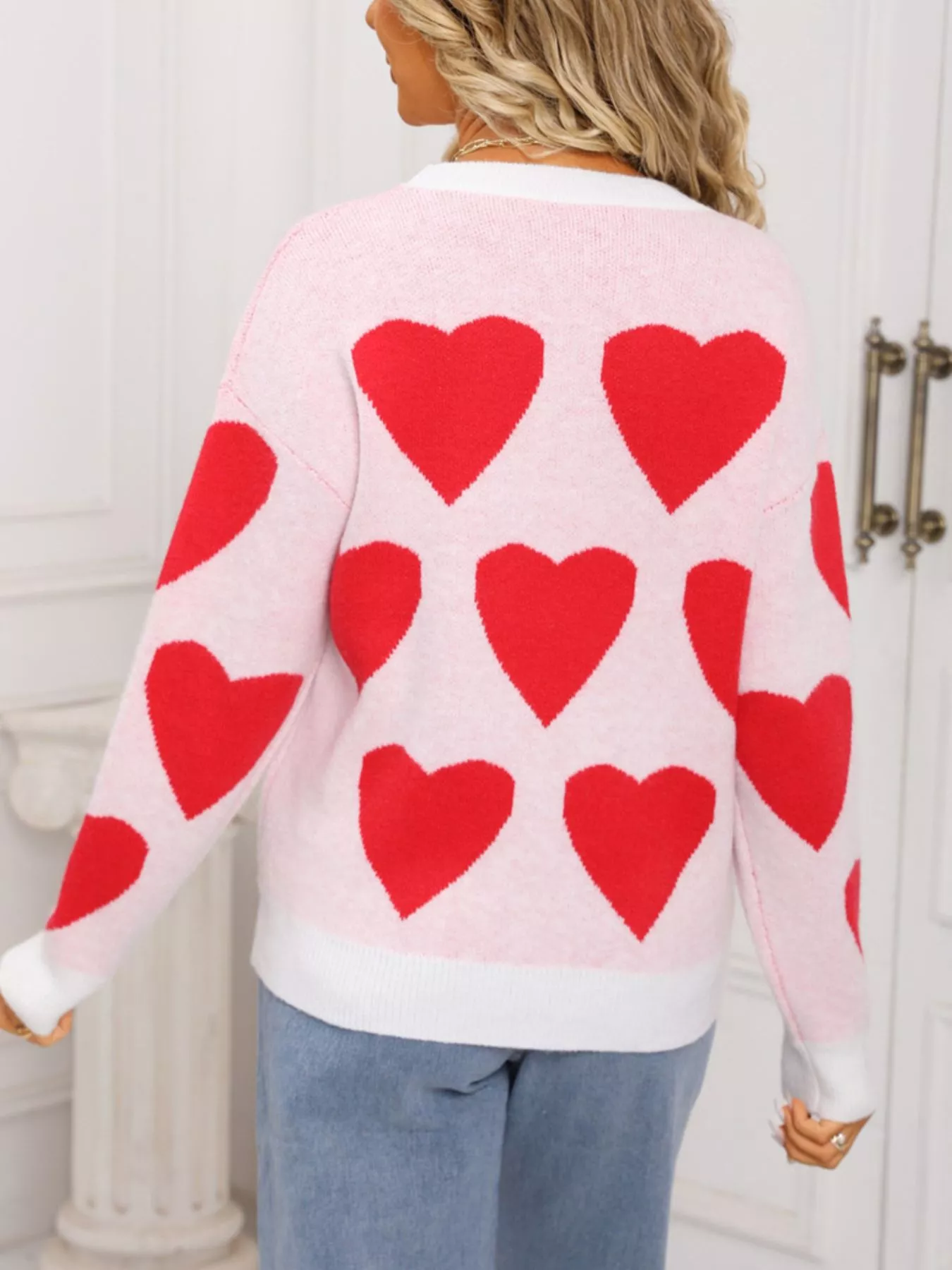 Valentine's Day Heart Round Neck Knitted Sweater - Image 6