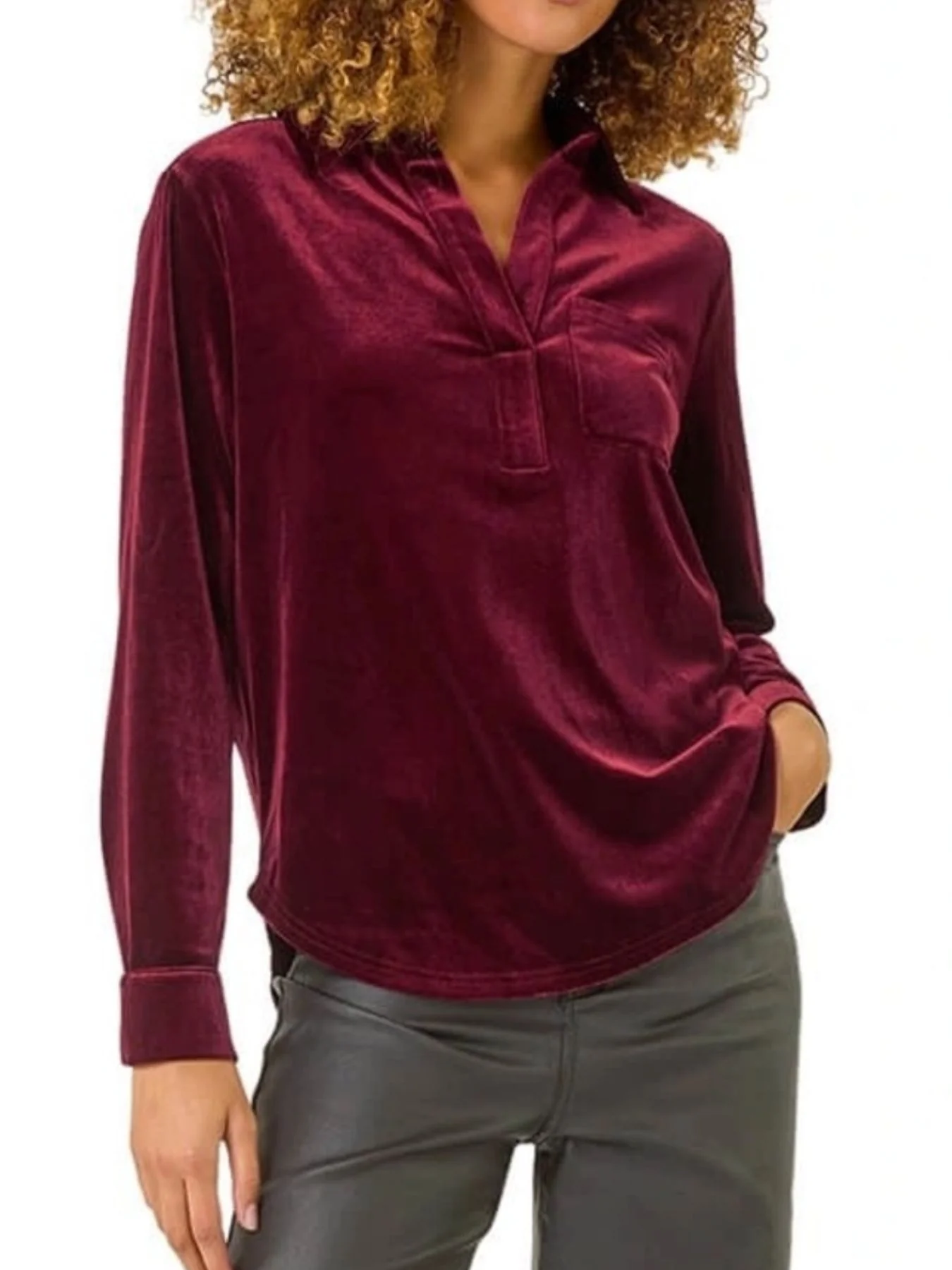 Velvet Long Sleeve Blouse - Image 11