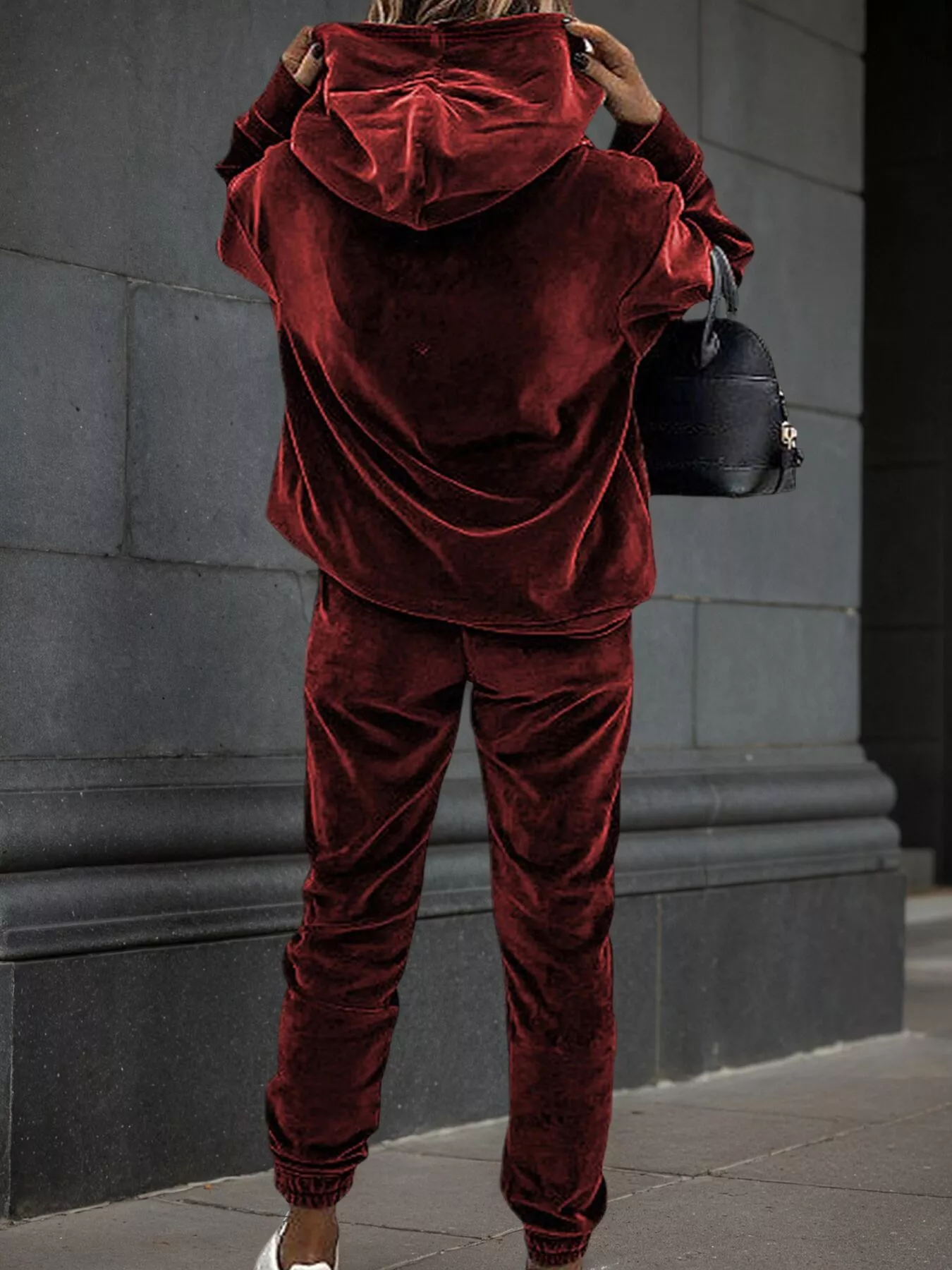 Velvet Long Sleeve Hoodie and Pants Set - Image 14