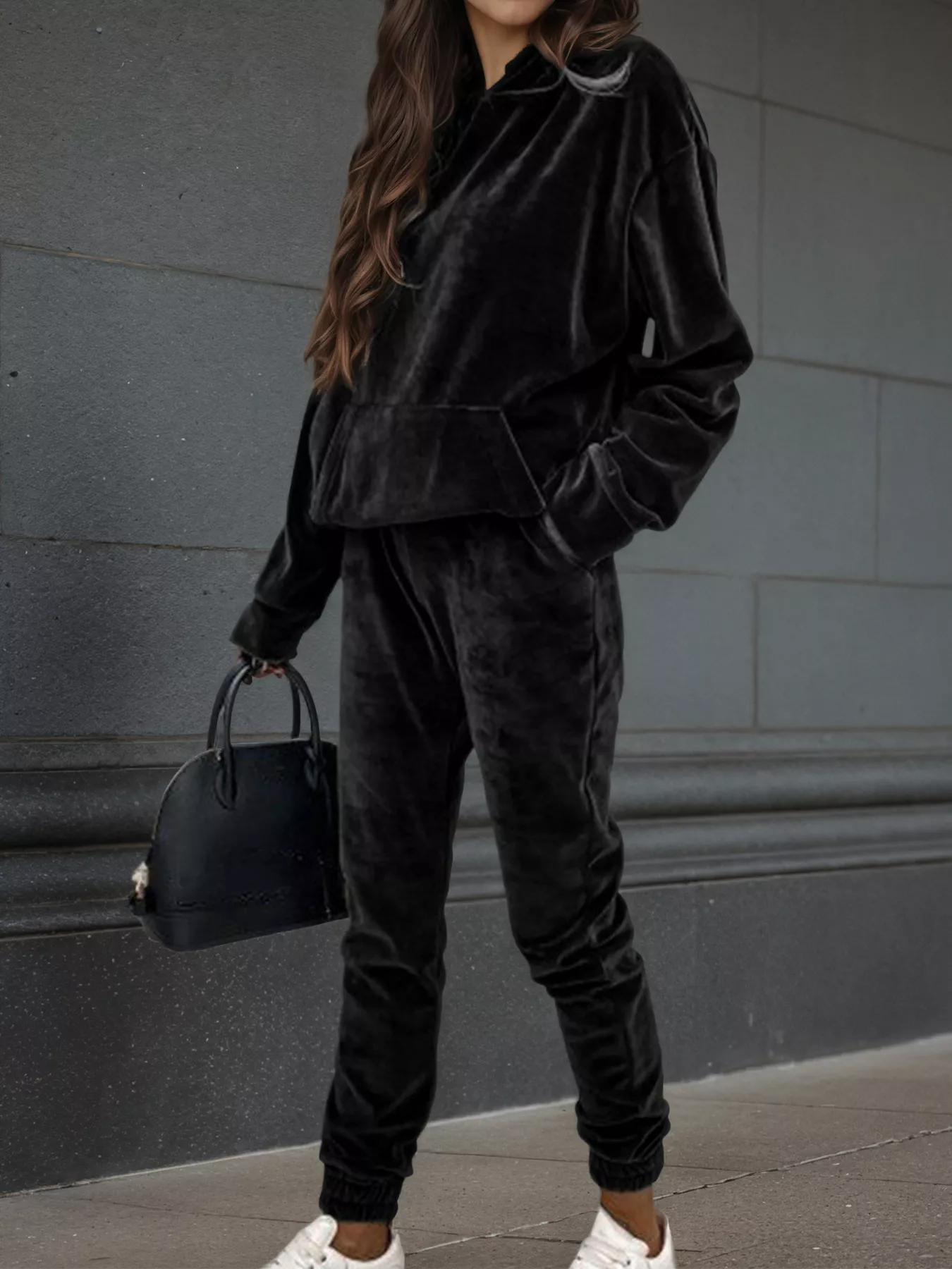 Velvet Long Sleeve Hoodie and Pants Set - Image 6