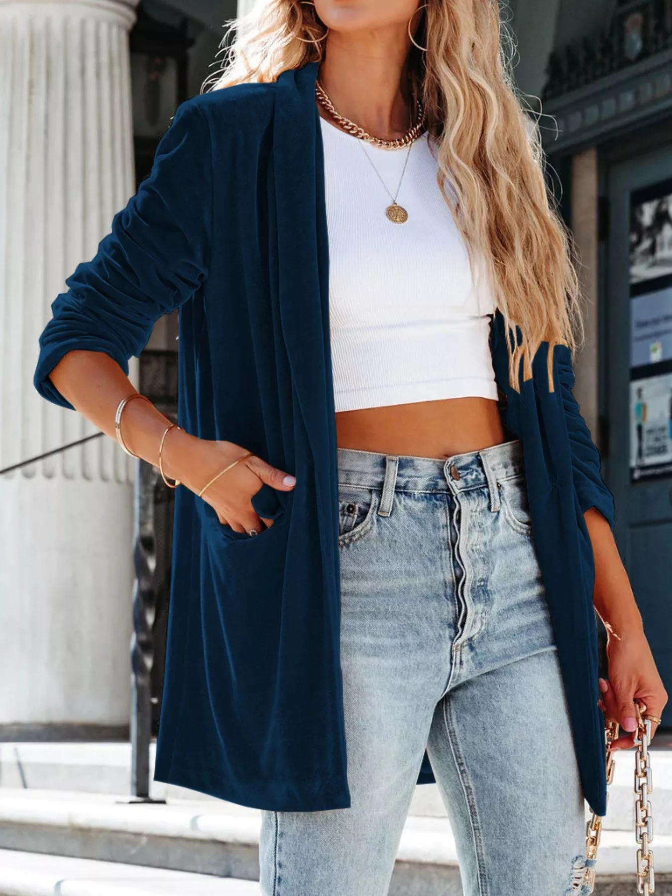 Velvet One Button Outerwear - Image 14