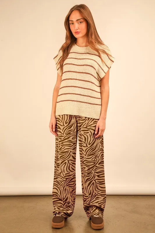 VERY J Animal Print Linen Wide Leg Pants - Image 8