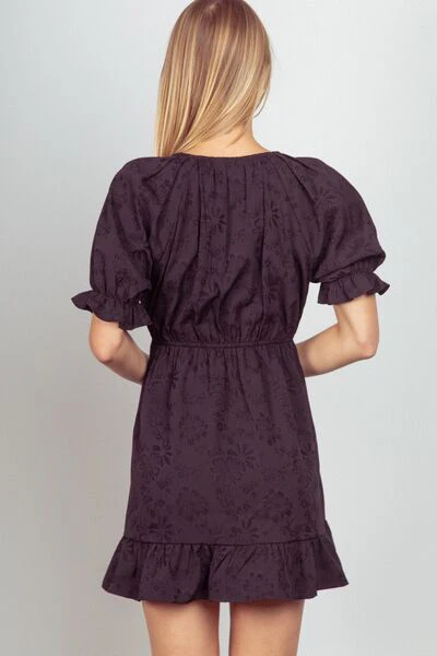 VERY J Floral Textured Woven Ruffled Mini Dress - Image 2