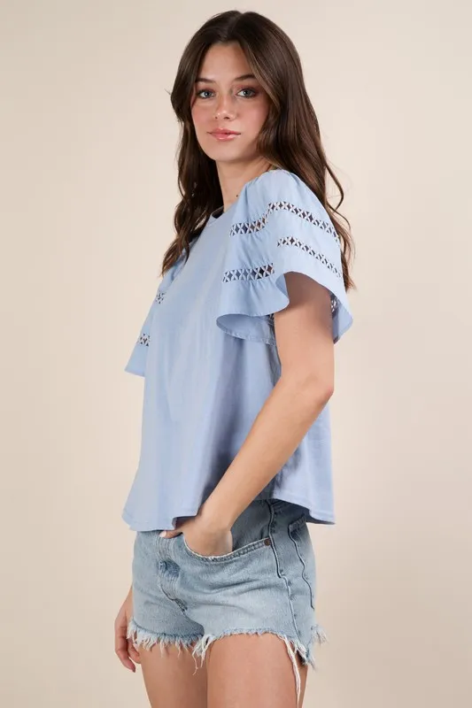VERY J Lace Trim Sleeve Top - Image 4