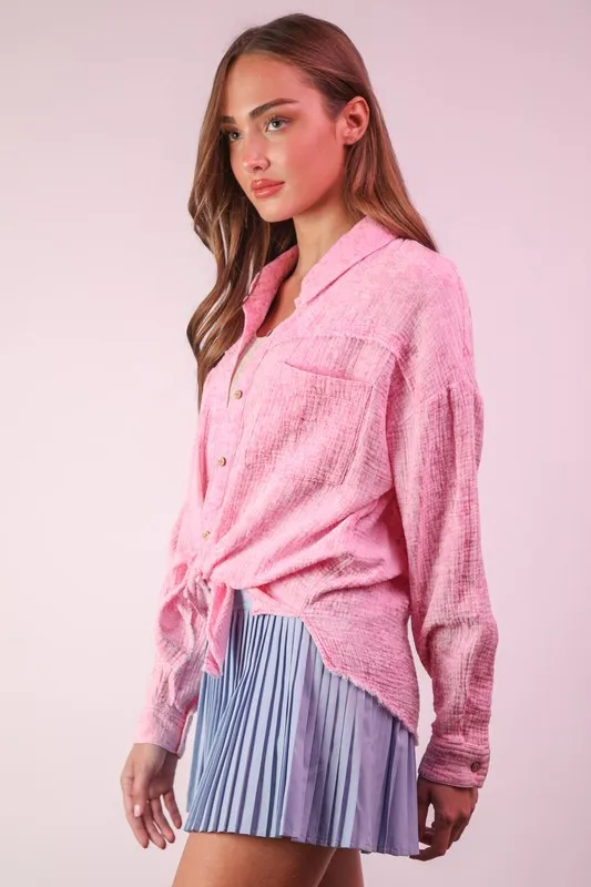 VERY J Mineral Washed Gauze Shirt Top - Image 3