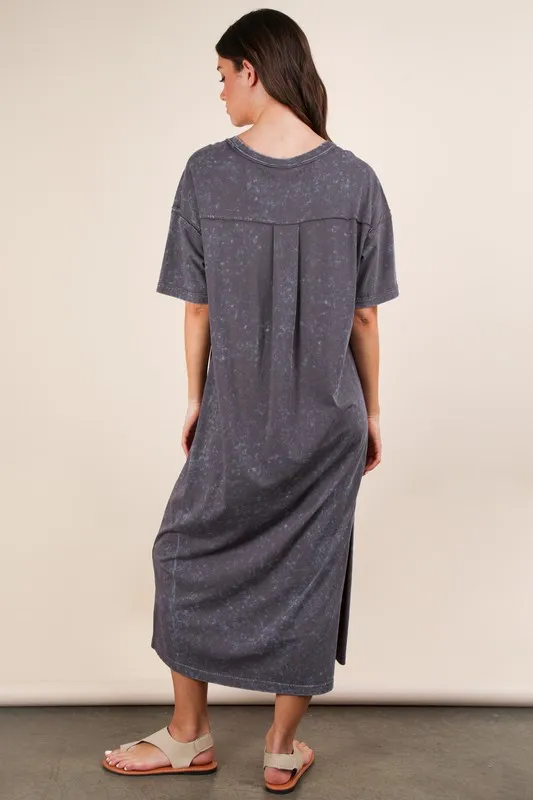 VERY J Plus Size Mineral Washed Casual Comfy Midi Dress - Image 3