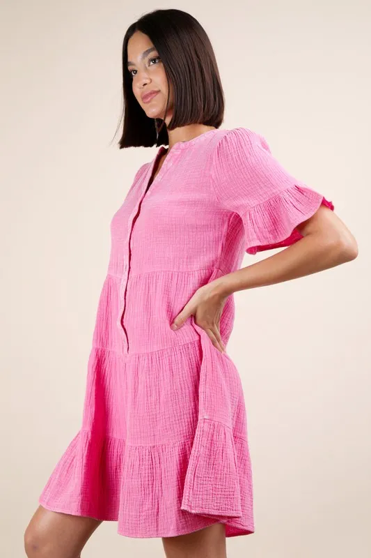 VERY J Plus Size Mineral Washed Woven Mini Dress - Image 2