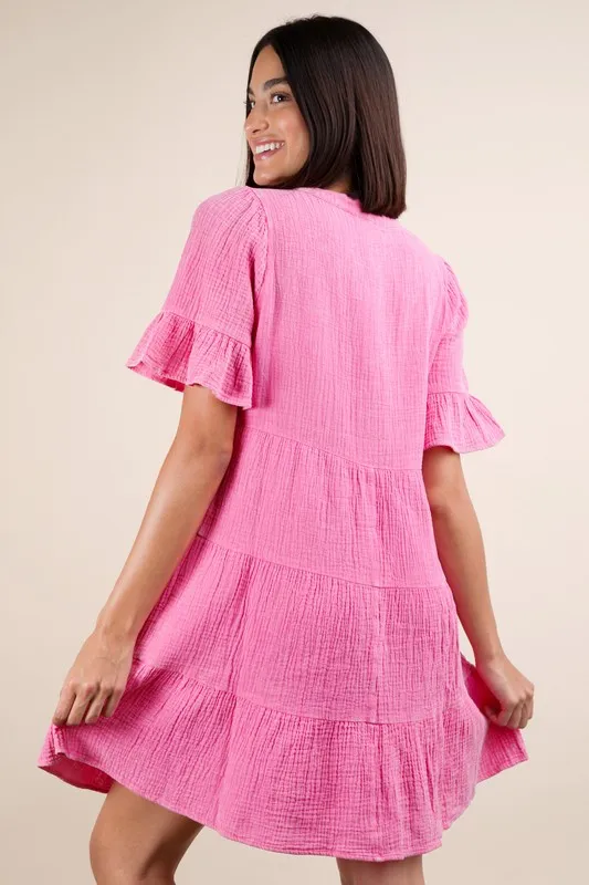 VERY J Plus Size Mineral Washed Woven Mini Dress - Image 3