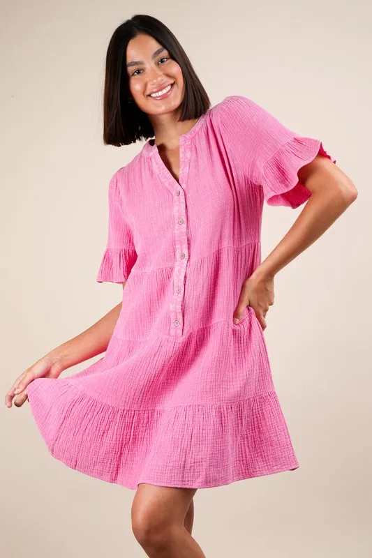 VERY J Plus Size Mineral Washed Woven Mini Dress - Image 4