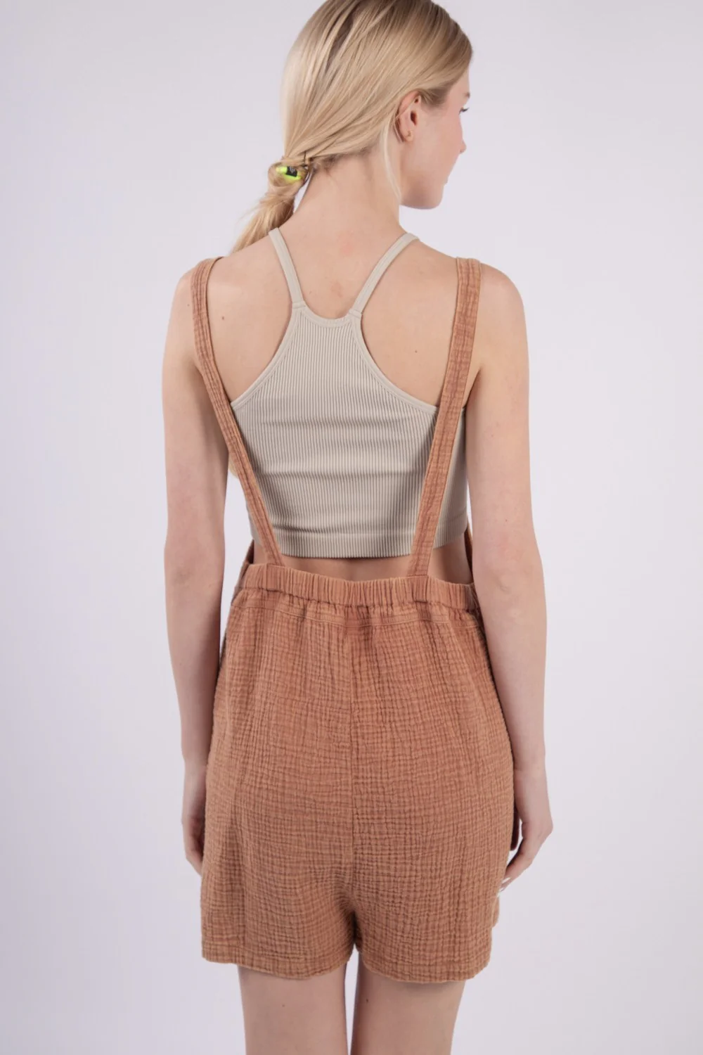 VERY J Sleeveless Double Gauze Overalls with Pockets - Image 2