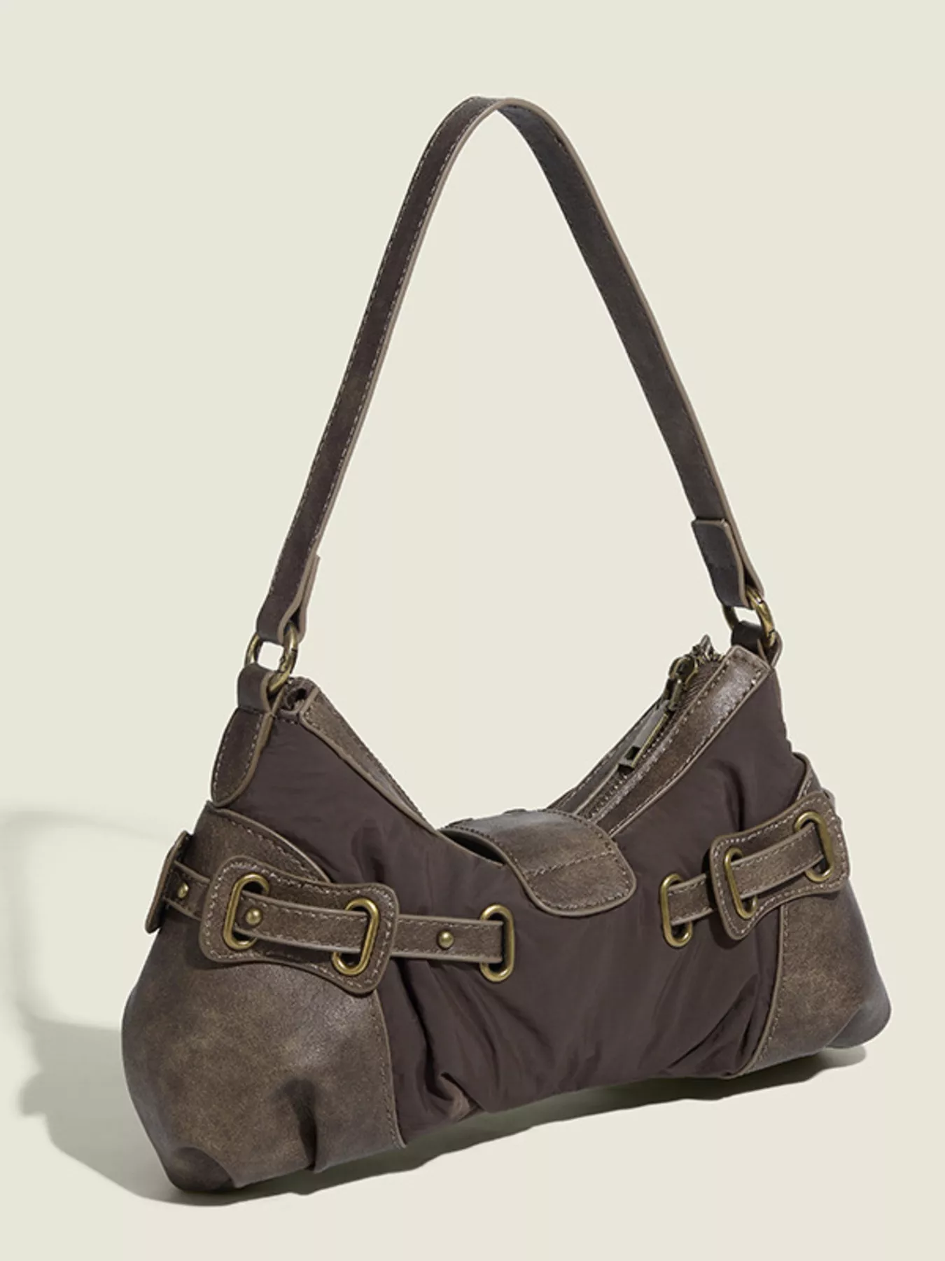 Vintage Buckle Accent Shoulder Bag - Image 2