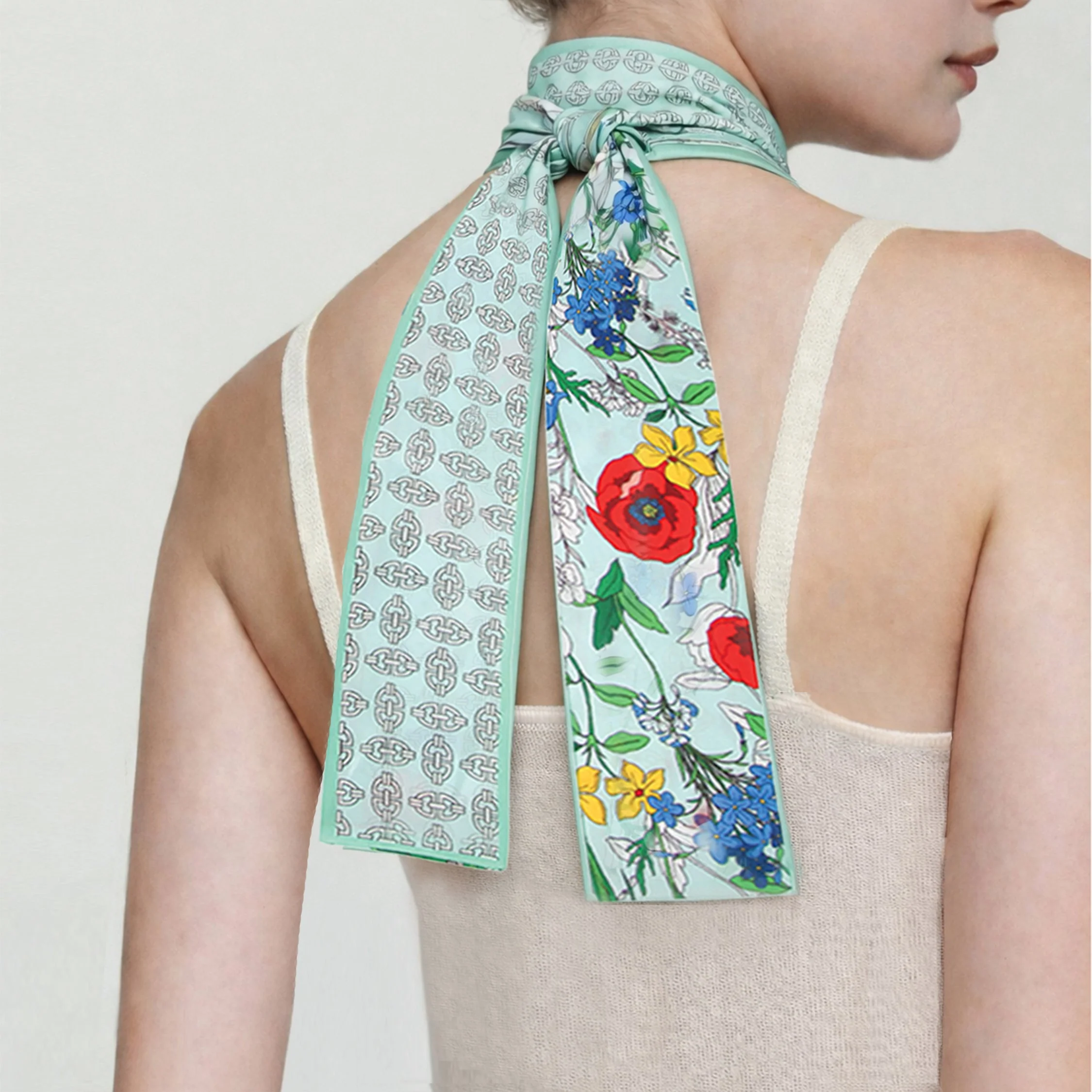 Vintage Flower Skinny Scarf - Image 5