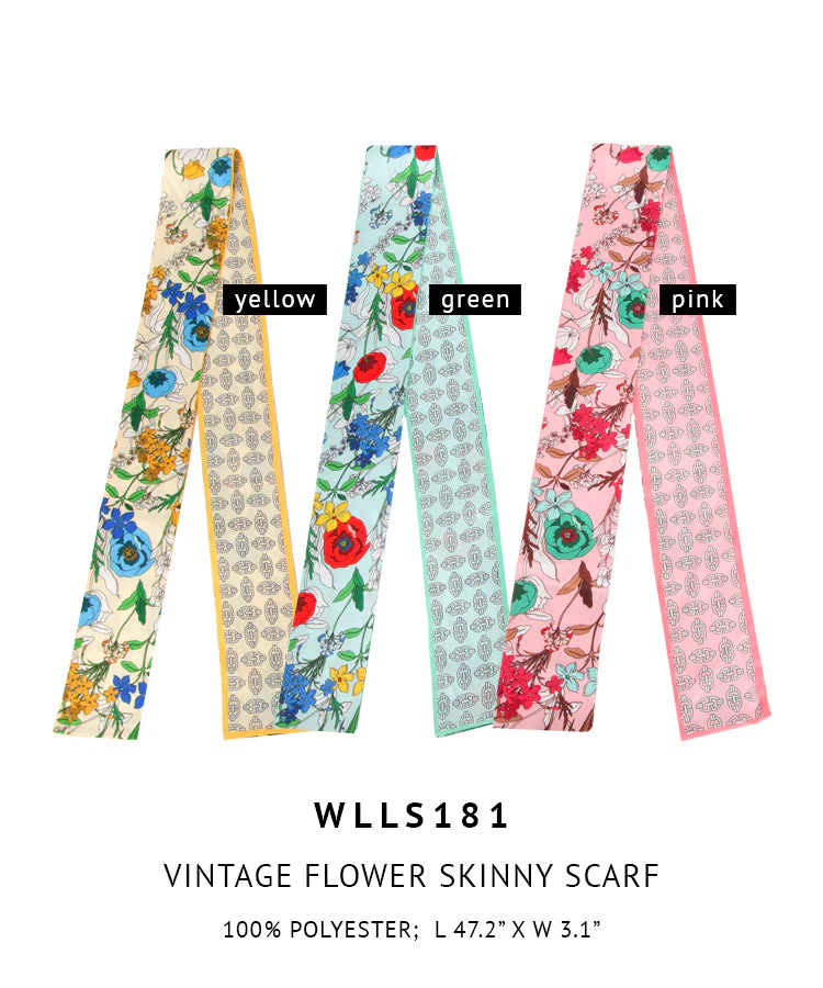 Vintage Flower Skinny Scarf - Image 7