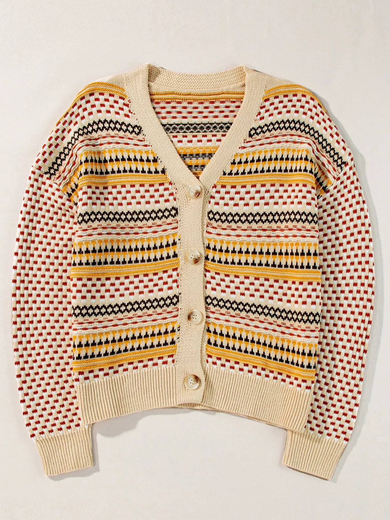 Vintage Patterned Button-Down Cardigan - Image 6