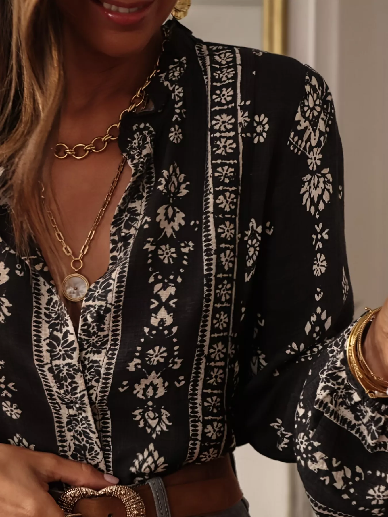 Vintage Print Long Sleeve Shirt - Image 12