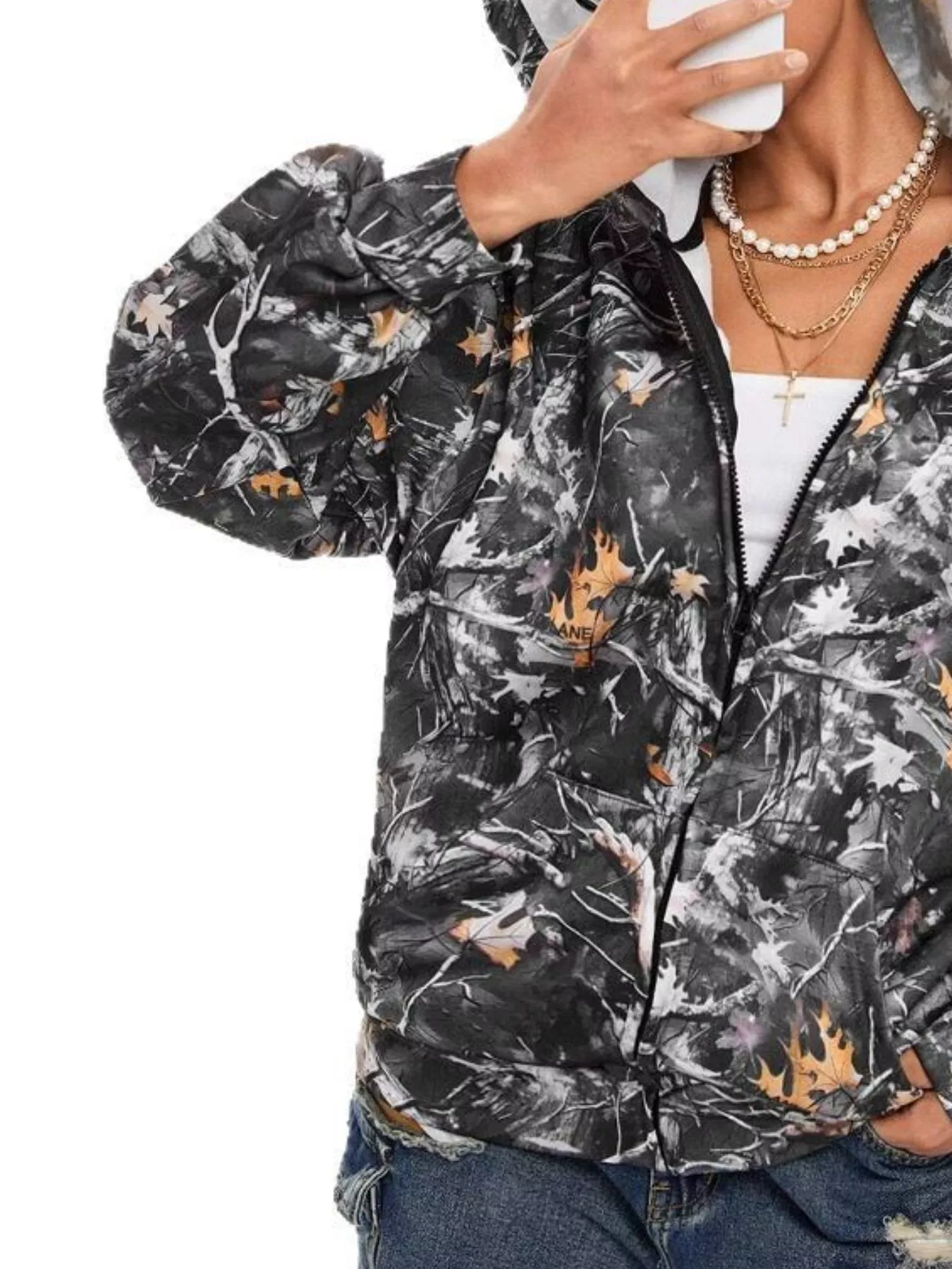 Vintage Printed Zip-Up Hoodie - Image 6